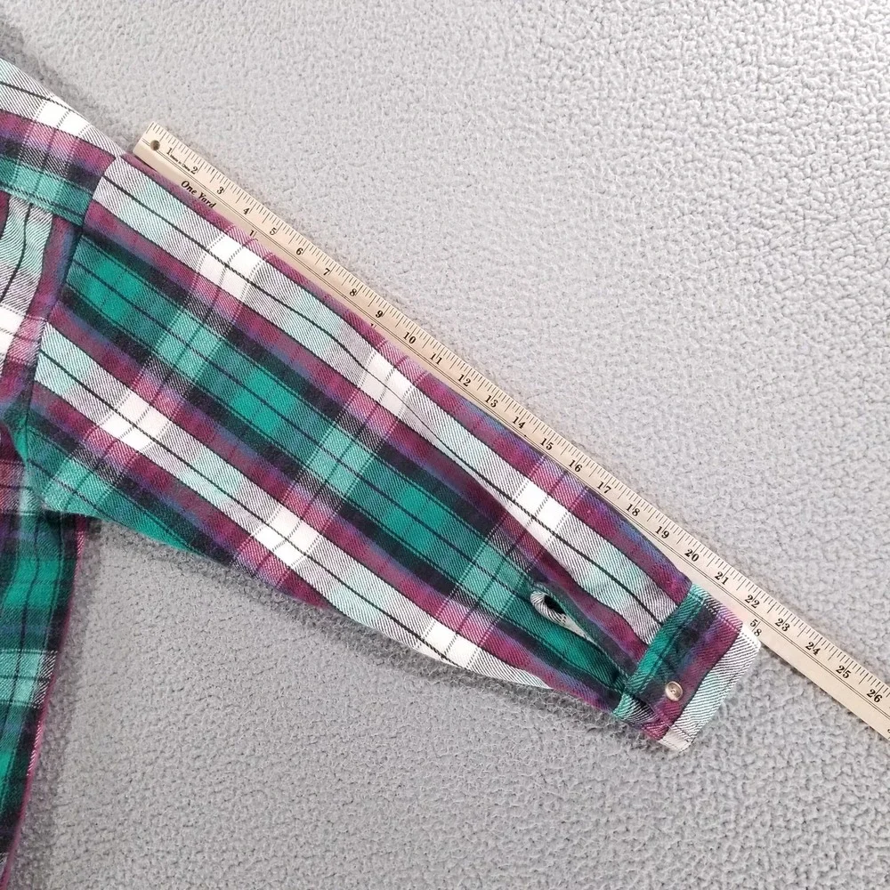 Five Brother Shirt Mens Large Teal Plaid Flannel Workwear Heavyweight Button Up